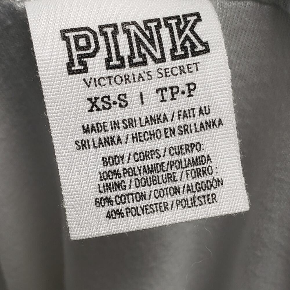 Victoria Secret PINK White / Gray Hooded Windbreaker Jacket Kangaroo Pocket - Picture 12 of 12